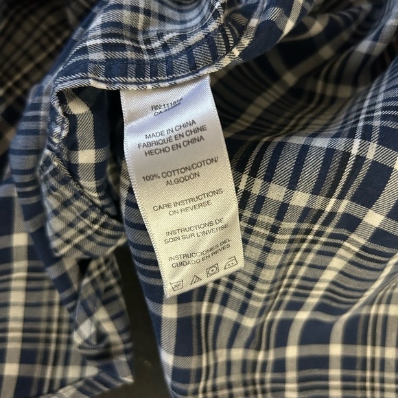 Michael Kors Blue and White Plaid Long Sleeve Button Up ~ Used ~ Size: MED - Picture 5 of 6